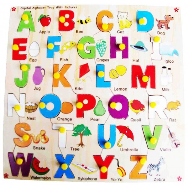 Capital Alphabet Picture Tray With Knobs
