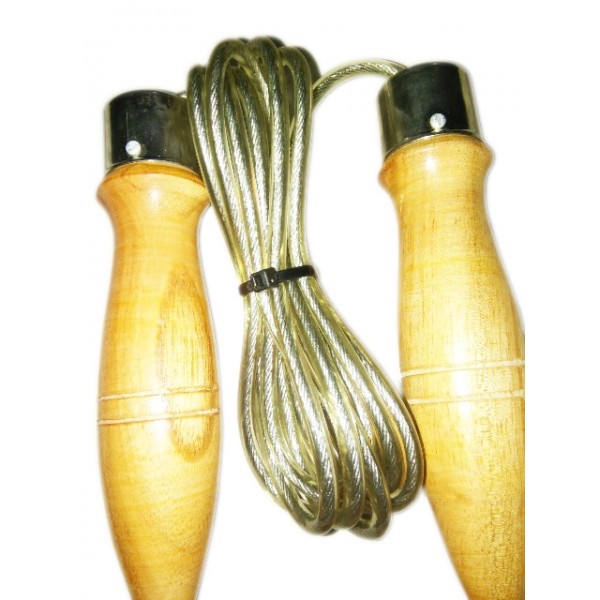 Steel wire Skipping Rope with Wooden Handle